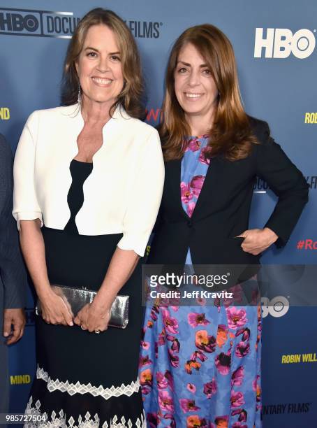 Marina Zenovich and Executive VP for HBO Documentary and Family Programing Nancy Abraham attend the Los Angeles Premiere of Robin Williams: Come...