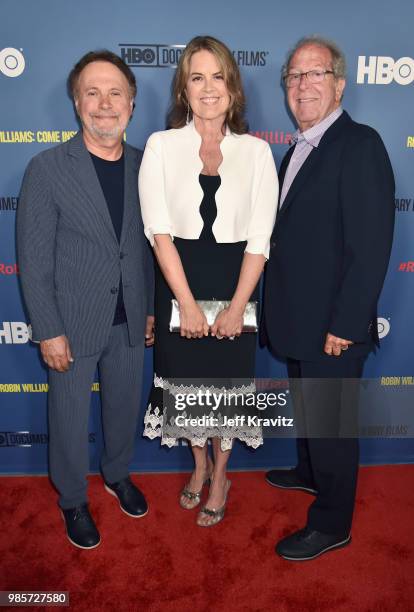 Billy Crystal, Marina Zenovich and David Steinberg attend the Los Angeles Premiere of Robin Williams: Come Inside My Mind from HBO on June 27, 2018...