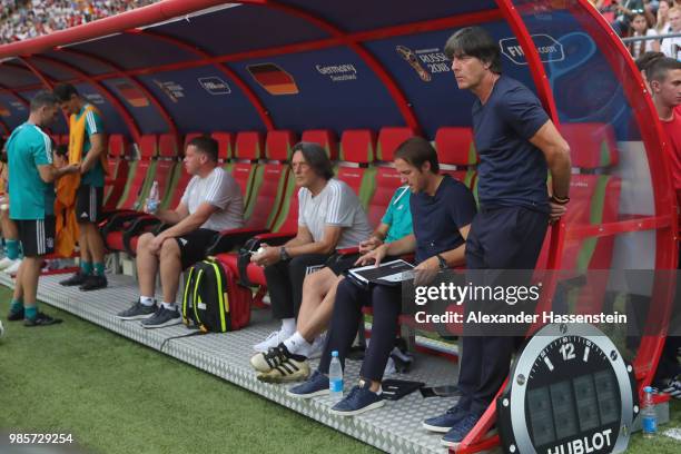 Joachim Loew, head coach of Germany looks on during the 2018 FIFA World Cup Russia group F match between Korea Republic and Germany at Kazan Arena on...