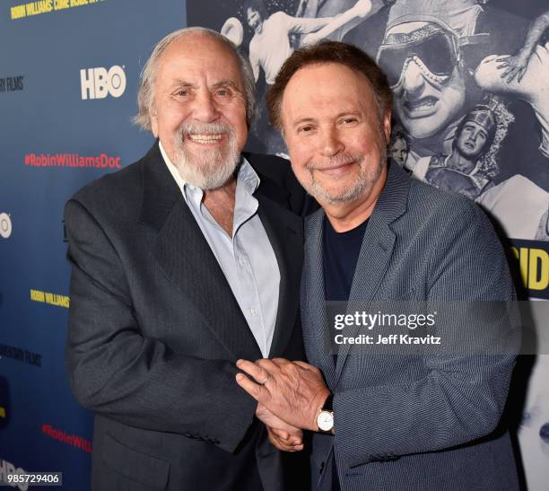 George Schlatter and Billy Crystal attend the Los Angeles Premiere of Robin Williams: Come Inside My Mind from HBO on June 27, 2018 in Hollywood,...