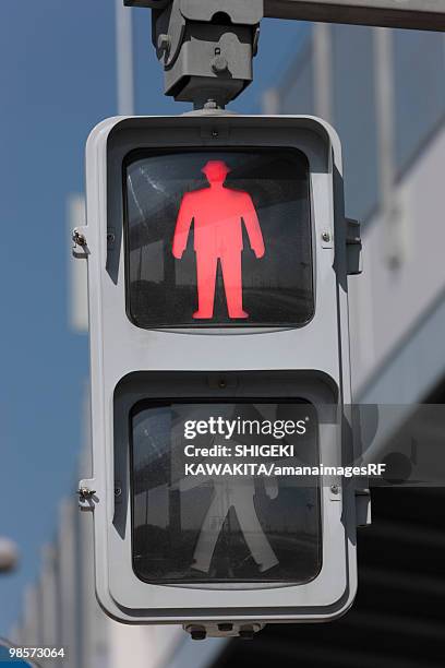 don't walk signal,  tokyo prefecture, honshu, japan - road signal stock-fotos und bilder