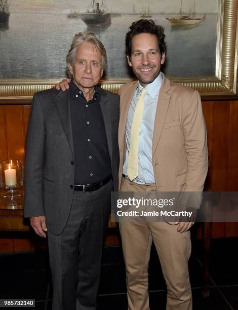 Michael Douglas and Paul Rudd attend The Cinema Society With Synchrony And Avion Host A Screening Of Marvel Studios' "Ant-Man And The Wasp" - After...