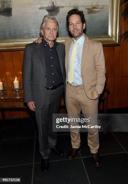 Michael Douglas and Paul Rudd attend The Cinema Society With Synchrony And Avion Host A Screening Of Marvel Studios' "Ant-Man And The Wasp" - After...