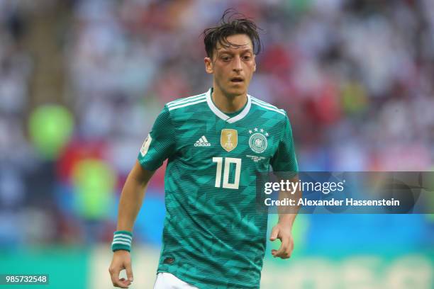 Mesut Oezil of Germany runs with the ball during the 2018 FIFA World Cup Russia group F match between Korea Republic and Germany at Kazan Arena on...