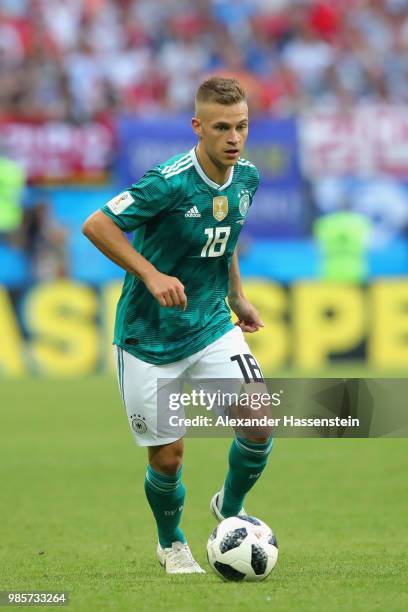 Joshua Kimmich of Germany runs with the ball during the 2018 FIFA World Cup Russia group F match between Korea Republic and Germany at Kazan Arena on...