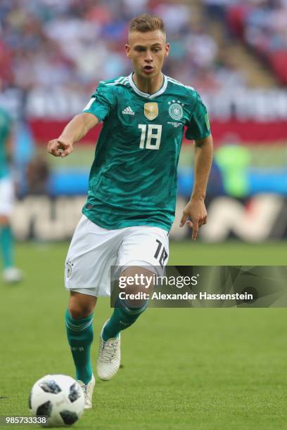 Joshua Kimmich of Germany runs with the ball during the 2018 FIFA World Cup Russia group F match between Korea Republic and Germany at Kazan Arena on...