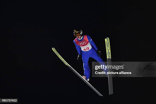 Germany's Richard Freitag competes in the men's normal hill individual ski jumping competition on day one of the Pyeongchang 2018 Winter Olympics...