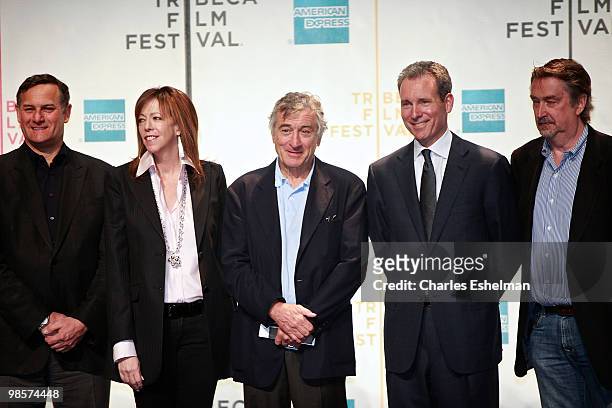 Tribeca Film Festival co-founders Craig Hatcoff, Jane Rosenthal, Robert De Niro, American Express CMO John Hayes and Tribeca Enterprises Chief...