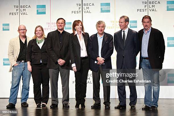Director Alex Gibney, TFF Executive Director Nancy Schafer, Tribeca Film Festival co-founders Craig Hatcoff, Jane Rosentha, Robert De Niro, American...