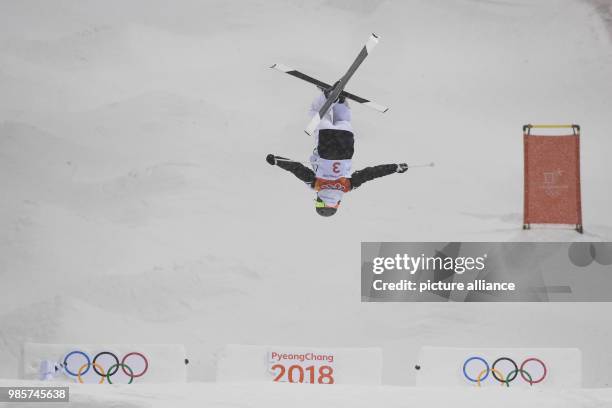 Perrine Laffont of France in action during the finals of the women's Olympic mogul freestlye skiing competition in the Yongpyong Alpine Centre in...