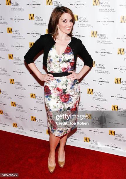 Comedian Tina Fey attends the 2010 Matrix Awards presented by New York Women in Communications at The Waldorf=Astoria on April 19, 2010 in New York...