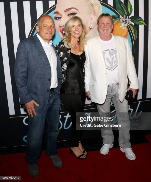 Oakland Raiders President Marc Badain, his wife Amy Badain and Oakland Raiders owner Mark Davis attend the grand opening of the "Gwen Stefani - Just...