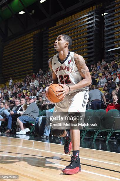 Brian Hamilton of the Utah Flash looks to take a shot during the game against the Reno Bighorns at McKay Events Center on March 05, 2010 in Orem,...
