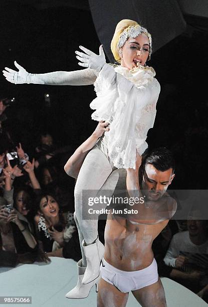 Singer Lady Gaga performs onstage during MAC 'Viva Glam' campaign at the Tabloid on April 20, 2010 in Tokyo, Japan.