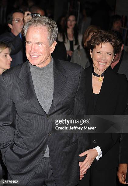 Actors Warren Beatty and Annette Bening arrive at the "Mother And Child" Los Angeles Premiere at the Egyptian Theatre on April 19, 2010 in Hollywood,...