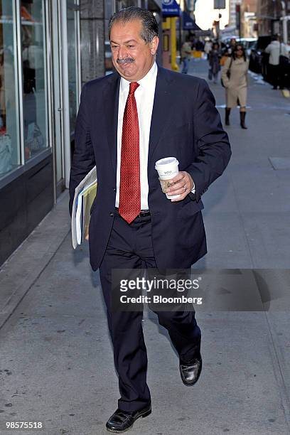 Andrew Liveris, chairman of Dow Chemical Co. And a member of the board of Citigroup Inc., arrives for Citigroup's annual shareholders meeting at the...