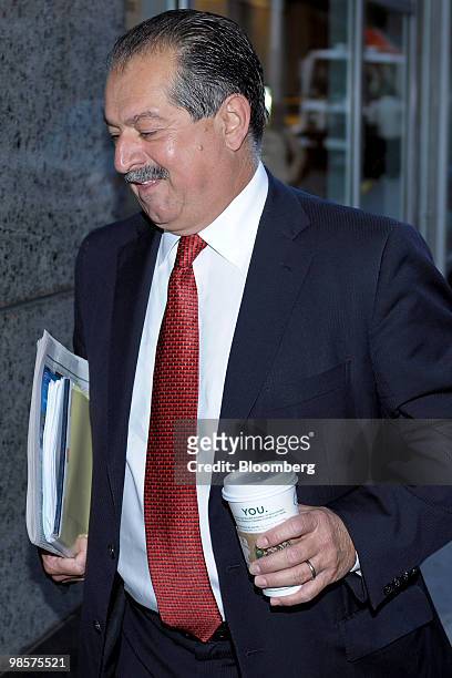Andrew Liveris, chairman of Dow Chemical Co. And a member of the board of Citigroup Inc., arrives for Citigroup's annual shareholders meeting at the...
