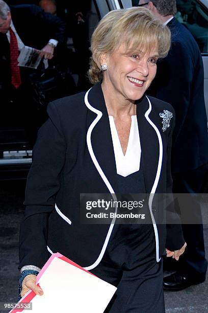 Judith Rodin, president of the Rockefeller Foundation and a member of the board of Citigroup Inc., arrives for Citigroup's annual shareholders...