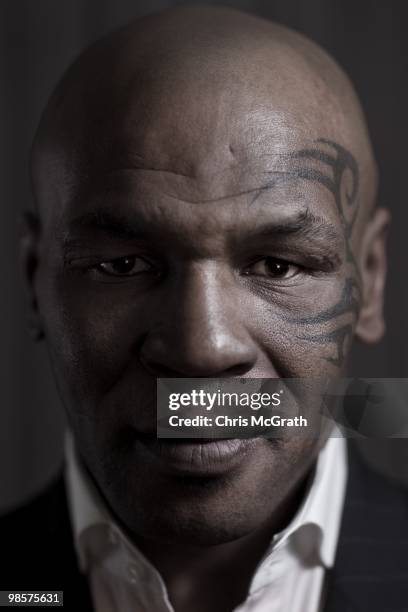 Retired boxer Mike Tyson is photographed at his hotel on April 14, 2010 in New York, New York.