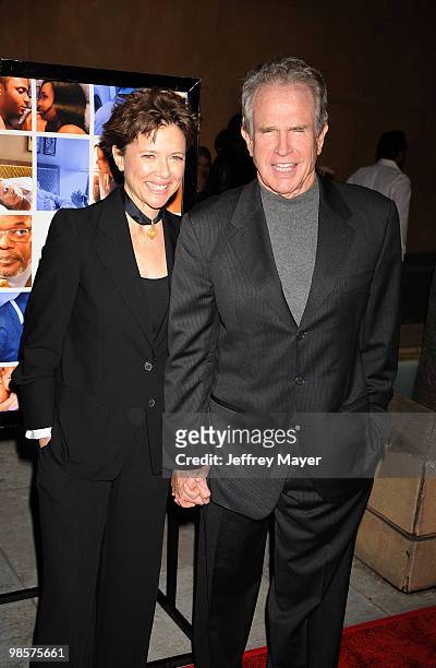 Actors Annette Bening and Warren Beatty arrive at the "Mother And Child" Los Angeles Premiere at the Egyptian Theatre on April 19, 2010 in Hollywood,...