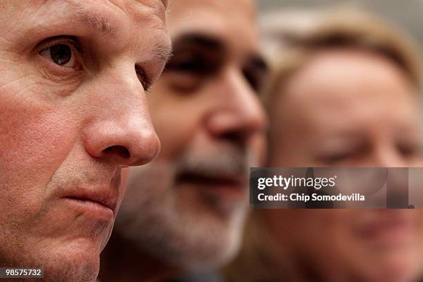Treasury Secretary Timothy Geithner, Federal Reserve Bank Chairman Ben Bernanke and Securities and Exchange Commission Chairman Mary Schapiro testify...