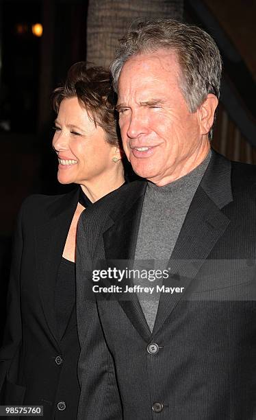 Actors Annette Bening and Warren Beatty arrive at the "Mother And Child" Los Angeles Premiere at the Egyptian Theatre on April 19, 2010 in Hollywood,...