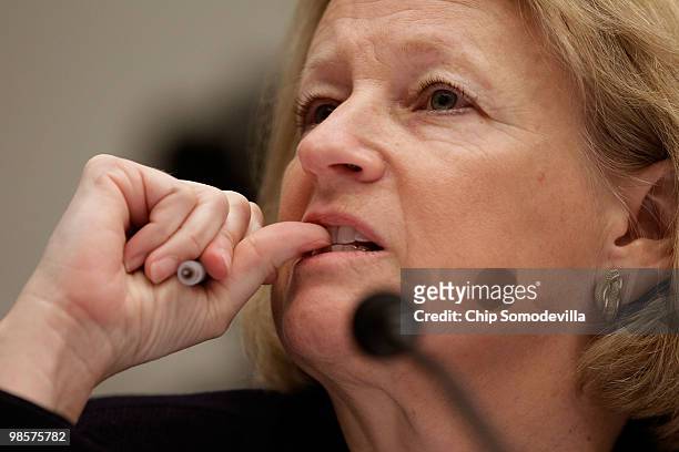Securities and Exchange Commission Chairman Mary Schapiro testifies before the House Financial Services Committee about the collapse of Lehman...