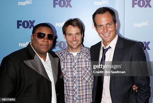 Actors Kenan Thompson, Will Forte and Will Arnett arrives at the 2008 FOX UpFront at Wollman Rink, Central Park on May 15, 2008 in New York City.
