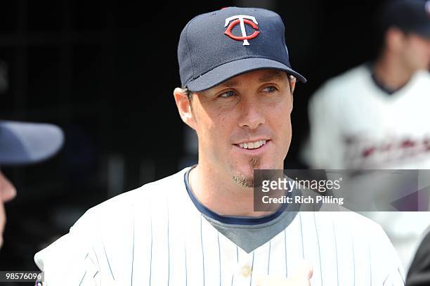 Joe Nathan of the Minnesota Twins is seen prior to the Opening Day game between the Minnesota Twins and the Boston Red Sox at Target Field in...