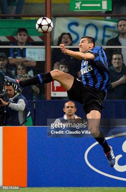Lucio of Inter Milan during the UEFA Champions League Semi Final First Leg match between Inter Milan and Barcelona at Giuseppe Meazza Stadium on...