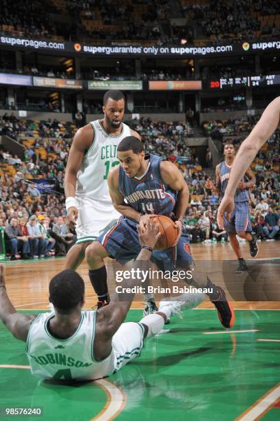 Augustin of the Charlotte Bobcats moves the ball against the Boston Celtics on March 3, 2010 at the TD Garden in Boston, Massachusetts. NOTE TO USER:...