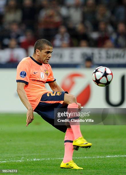 Daniel Alves of Barcelona during the UEFA Champions League Semi Final First Leg match between Inter Milan and Barcelona at Giuseppe Meazza Stadium on...