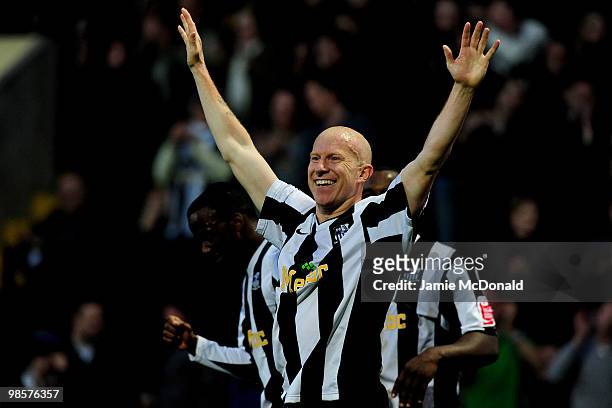 Lee Hughes celebrates his goal for Notts County during the Coca Cola League 2 match between Notts County and Rochdale at the Meadow Lane Stadium on...