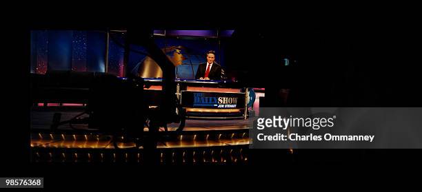 Behind the scenes for a day during the making of The Daily Show with host Jon Stewart on December 12, 2004 at the Comedy Central studios in New York...