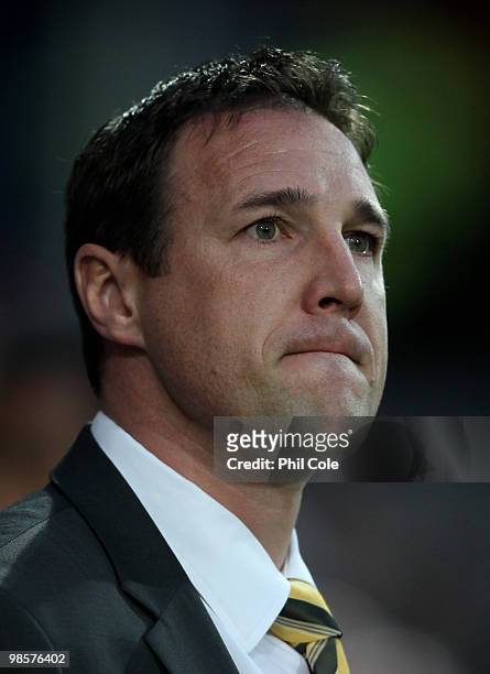 Watford manager Malky Mackay looks on during the Coca Cola Championship match between Queens Park Rangers and Watford at Loftus Road on April 20,...