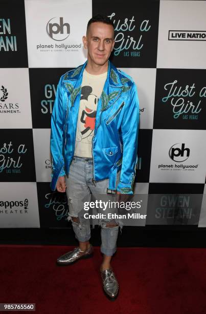 Fashion designer Jeremy Scott attends the grand opening of the "Gwen Stefani - Just a Girl" residency at Planet Hollywood Resort & Casino on June 27,...