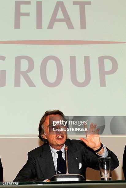 Fiat Chairman Luca Cordero di Montezemolo speaks during a news conference confirming that he was stepping down from his post and said he would now...