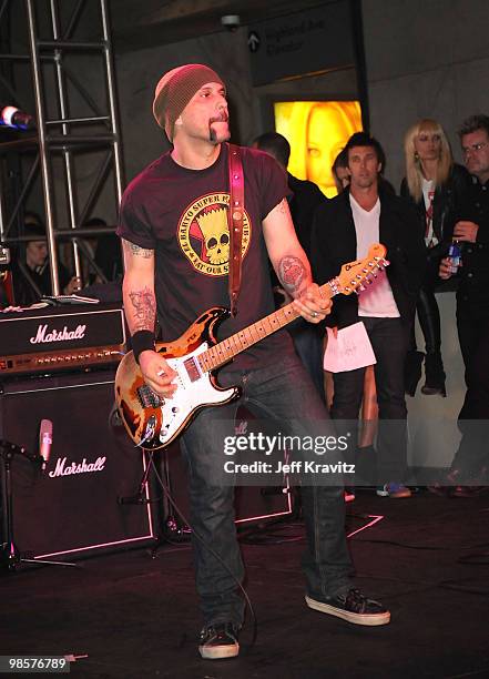 Dave Kushner performs with Camp Freddy at Hollywood & Highland Courtyard on April 15, 2010 in Hollywood, California.