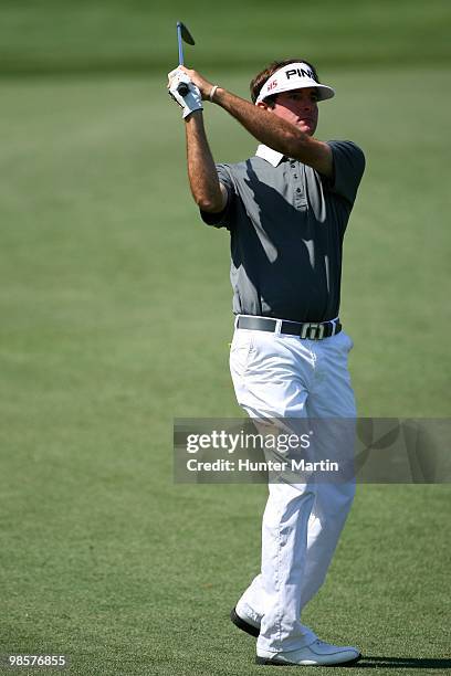 Bubba Watson hits a shot during the third round of the Shell Houston Open at Redstone Golf Club on April 3, 2010 in Humble, Texas.