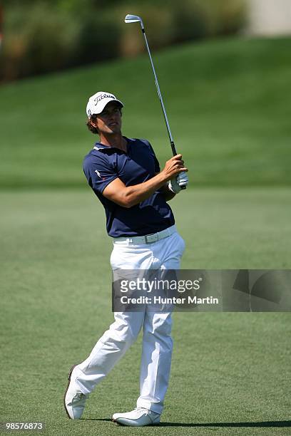 Adam Scott hits a shot during the third round of the Shell Houston Open at Redstone Golf Club on April 3, 2010 in Humble, Texas.