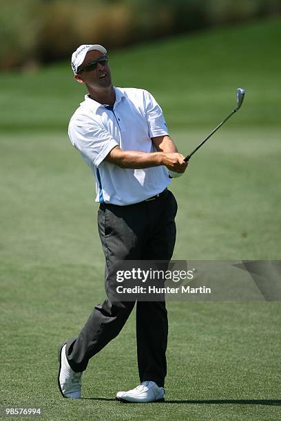 Cameron Percy hits a shot during the third round of the Shell Houston Open at Redstone Golf Club on April 3, 2010 in Humble, Texas.