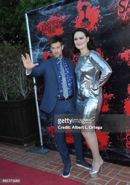 Kenneth Mitchell and Mary Chieffo attend the Academy Of Science Fiction, Fantasy & Horror Films' 44th Annual Saturn Awards at The Castaway on June...