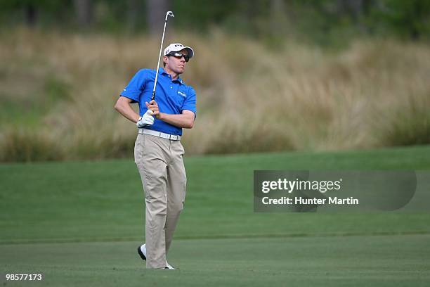 Nick O'Hern hits a shot during the first round of the Shell Houston Open at Redstone Golf Club on April 1, 2010 in Humble, Texas.