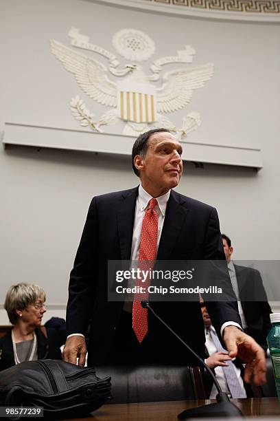 Former Lehman Brothers Chairman and Chief Executive Officer Richard Fuld arrives to testify before the House Financial Services Committee about the...