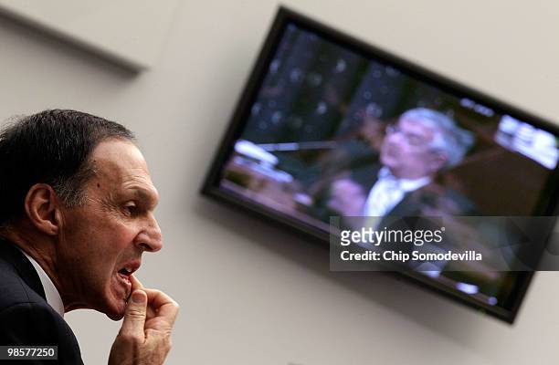 Former Lehman Brothers Chairman and Chief Executive Officer Richard Fuld faces questions from House Financial Services Committee Chairman Barney...