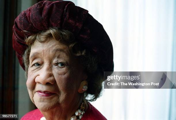 Dr. Dorothy Height, chairwoman of the National Council of Negro Women in the lobby of the building at 633 Pennsylvania Ave. NW owned by the...