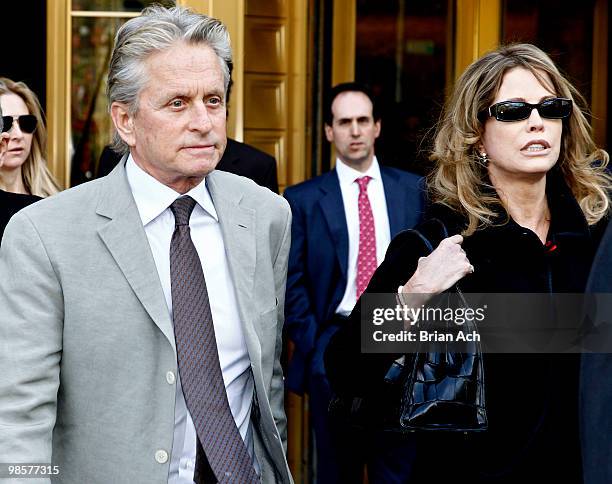 Michael Douglas and Diandra Douglas are seen on the streets of Manhattan on April 20, 2010 in New York City.