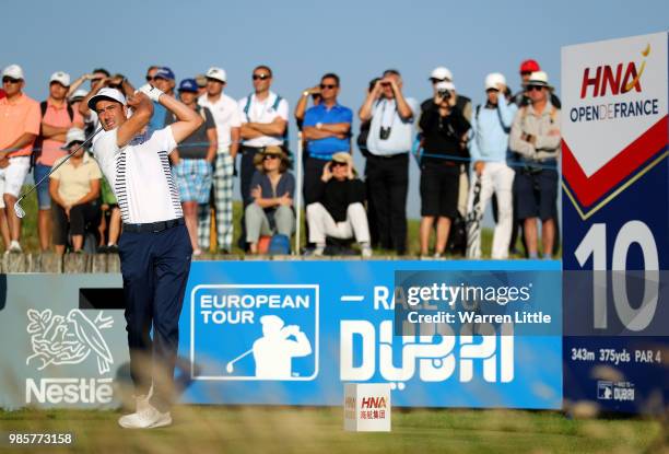 Ross Fisher of England on the 10th tee during the first round of the HNA Open de France at Le Golf National on June 28, 2018 in Paris, France. .