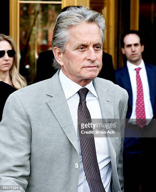 Michael Douglas is seen on the streets of Manhattan on April 20, 2010 in New York City.