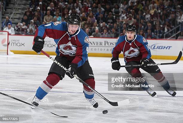 Matt Duchene of the Colorado Avalanche skates against the San Jose Sharks in game Three of the Western Conference Quarterfinals during the 2010 NHL...